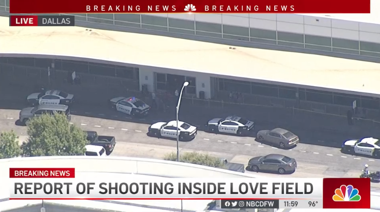 Photo From NBC DFW Live Stream (https://www.nbcdfw.com/news/local/gunshots-reported-at-dallas-love-field-dallas-police/3030817/)