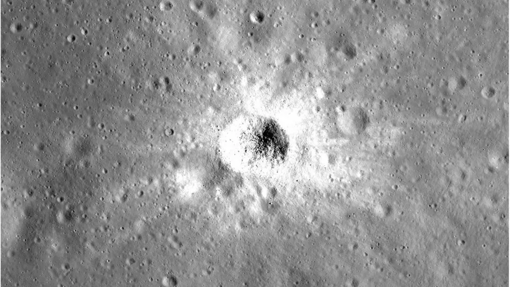 Shioli Crater, south of the equator of the moon, NASA/LRO.